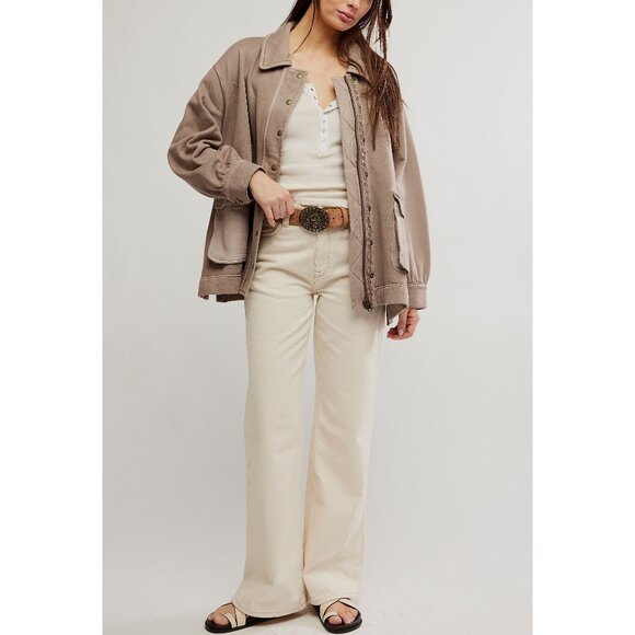 NWT Free People Tan Hooded Sweatshirt - Picture 2 of 6